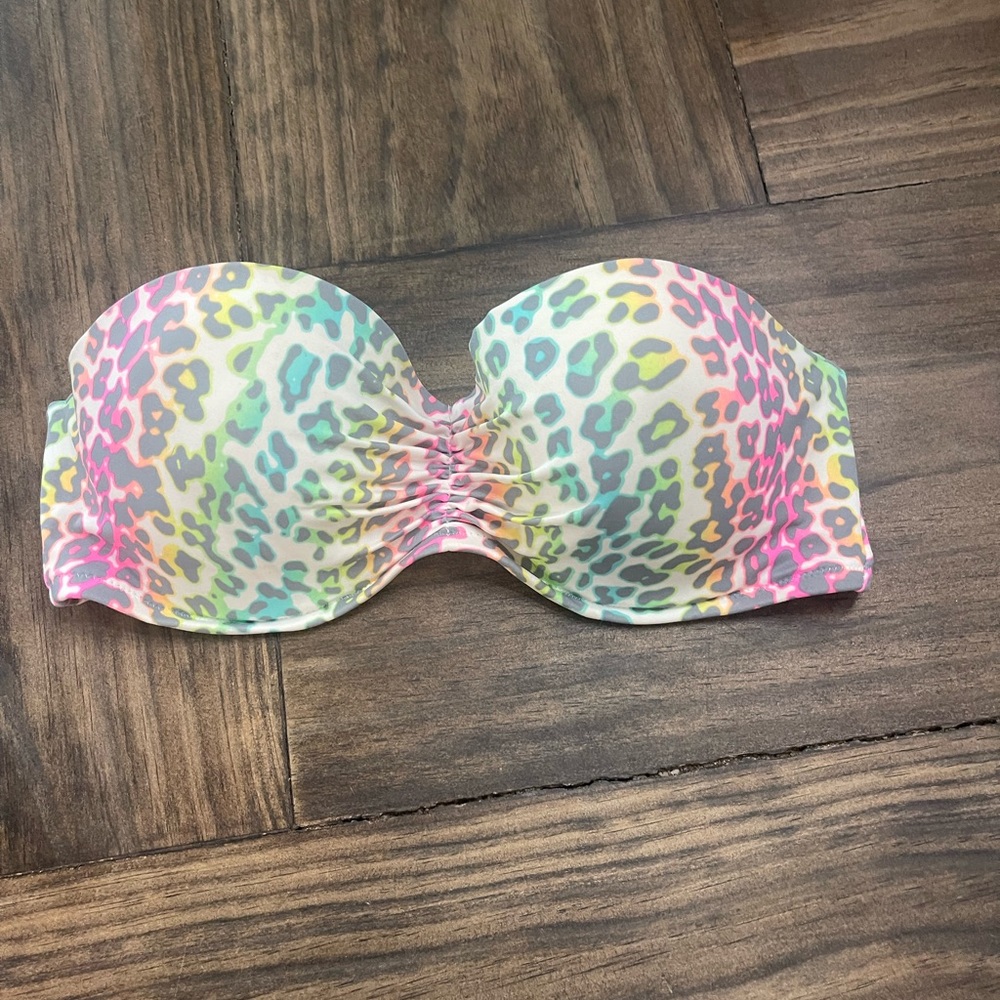 PINK rainbow leopard bikini top